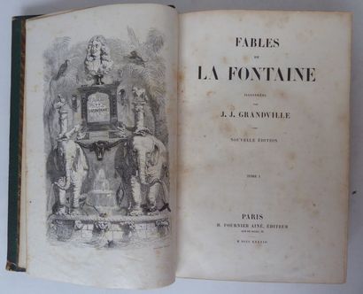 LA FONTAINE Fables. Paris, Fournier aîné, 1838. 2 vols. in-8, green half-shell, smooth...