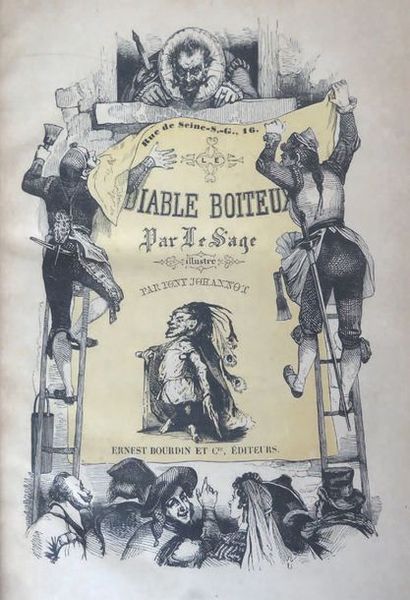 LESAGE Le Diable boiteux. Paris, Bourdin, 1840. In-8, maroquin vert, larges palmes...
