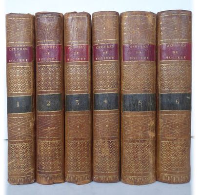 MOLIERE Works. Paris, Compagnie des libraires associés, 1804. 6 vols. in-8, calf...
