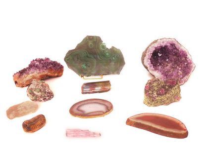 null Bel ensemble de minéraux composé de 11 minéraux, dont Kunzite gemme, Rubis sur...