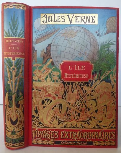Jules VERNE L‘Ile Mystérieuse. Paris, Collection Hetzel, s.d.. Cartonnage “au dos...