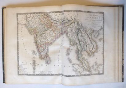 BRUE Atlas universel de géographie. Paris, chez l'auteur, 1820. In-folio, demi-basane...
