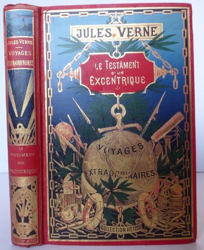 Jules VERNE The will of an eccentric. J. Hetzel & Cie, sd (1899). Polychrome cardboard...