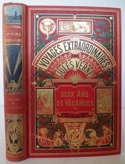 Jules VERNE Two years' vacation. Paris, Hetzel, sd. (1905-1914). Gd in-8, elephant-shaped...