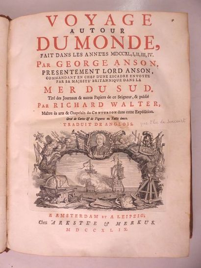 ANSON (Georges) Voyage autour du monde. Amsterdam et Leipzig, Arkstée et Merkus,...