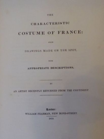 PEAKE Typical French costume. London, Fearman, 1819. In-4, long-grained red half-maroquin...
