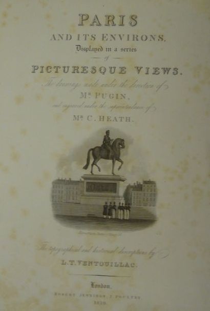 PUGIN Paris and its environs. London, Jennings and Chaplin, 1831. 2 vol. in-4, demi-maroquin...
