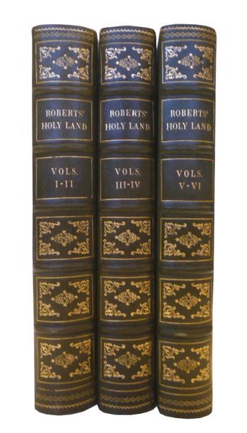 ROBERTS (David) The Holy land. London, Day, 1855. 6 volumes in 3 vols. in-4, green...