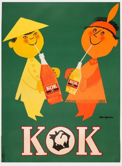 GAUTHIER Alain KOK. 1958. Lithographic poster. Sté Expl. Ets de La Vasselais Imp....