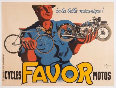 BELLENGER Pierre et Jacques Favor bikes. Beautiful mechanics! 1937. Lithographic...