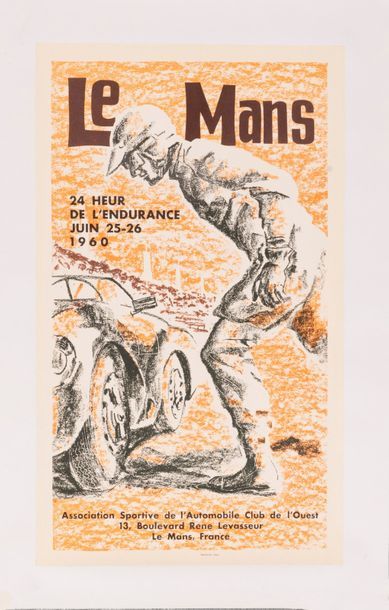 ANONYME Le Mans. 24 hours of Endurance. June 25-26, 1960. Lithographic poster. Photolith,...