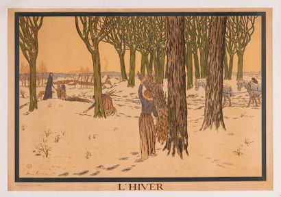 RIVIÈRE Henri Winter. Images for the School. N°1. 1896. Lithograph in colours signed...
