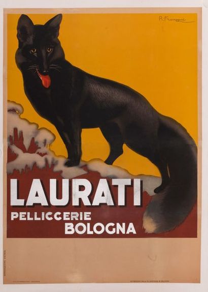FRANZONI Roberto Laurati Pelliccerie Bologna. 1924. Lithographic poster. S.A. Bed....