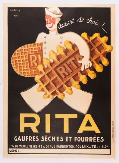 DUPIN LEON Rita Gauffres sèches et fourrés. Dessert de choix !.... 1933. Affiche...