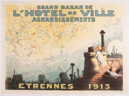 POULBOT Francisque Grand Bazar de l'Hôtel de Ville. Agrandissements. Etrennes 1913....
