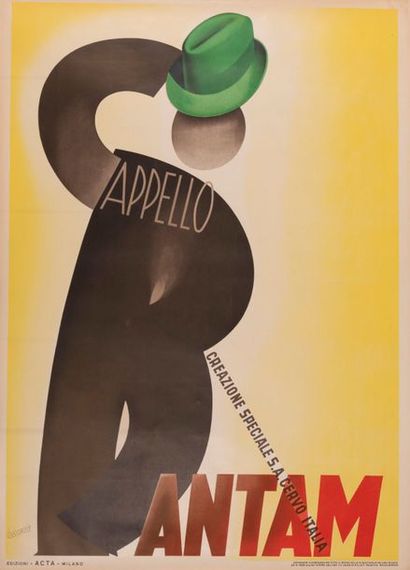 BOCCASILE Gino Cappello Bantam. Creazione Speciale S.A. Cervo Italia. 1938. Affiche...