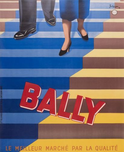 BELLENGER Pierre et Jacques Bally shoes. 1938. Lithographic poster. Etbts de La Vasselais...