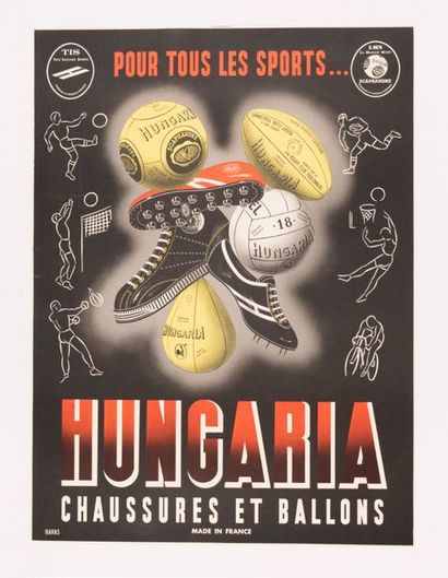 ANONYME For all sports... Hungaria Shoes and Balloons. Lithographic poster. Havas....