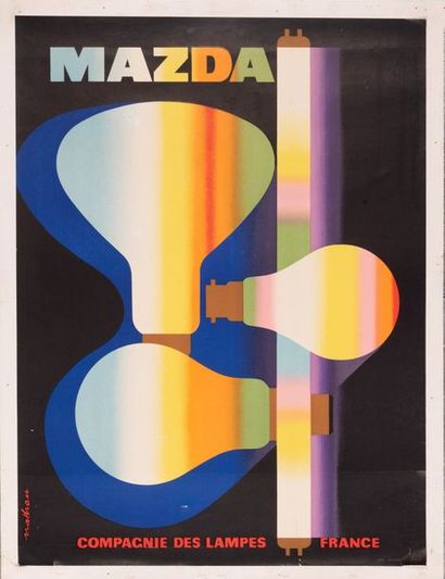 NATHAN-GARAMOND Jacques Mazda. Lamp Company. France. 1956. Lithographic poster. Imp....