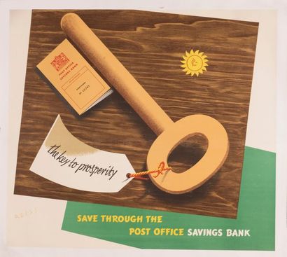 REISS Manfred The key to prosperity. Save through the post office savings bank. 1950s....