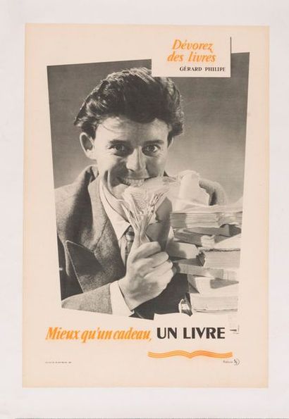 LORELLE LUCIEN Devour books. Gerard Philippe. Better than a gift, a book. 1950s....