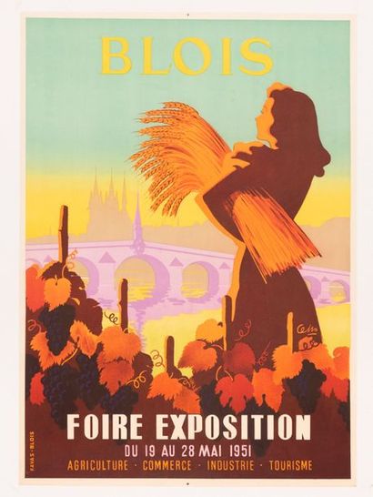 CELLO. Blois Fair Exhibition from 19 to 28 May 1951. Lithographic poster. Havas -...