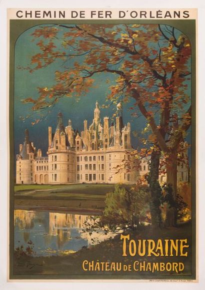 TAUZIN LOUIS Orleans Railway. Touraine. Chambord Castle. 1921. Lithographic poster....
