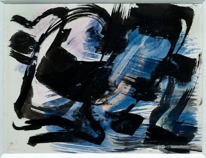Gerard SCHNEIDER (1896-1986) «Composition» circa 1970
Encre et aquarelle sur papier
Trace...