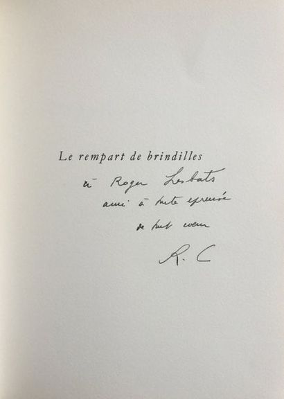 CHAR René Le rempart de brindilles. 
Louis Broder Editeur Paris 1953. L'un des 30...