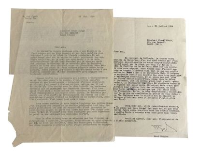 HUYGHE René Deux lettres tapuscrites signées et adressées en mai et juillet 1956...