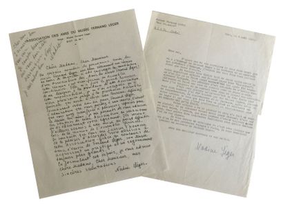 LEGER Nadia Deux lettres signées et adressées en 1956 par la veuve de Léger à Frank...