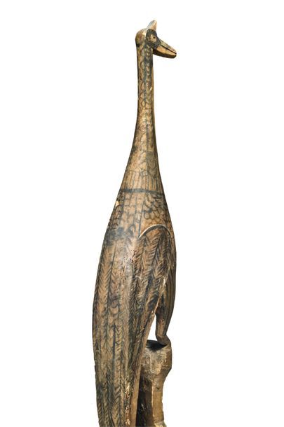 null Funerary bird standing on a semi-hard wooden mound, traces of polychromes 
Jorai...