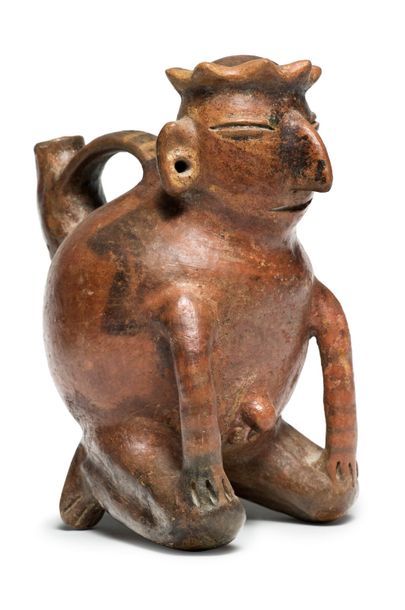 Anthropomorphic vase depicting a man 
sitting...