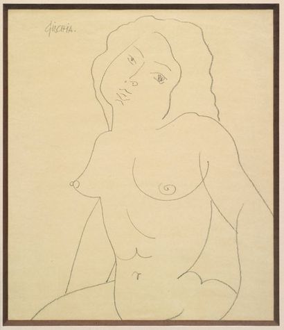 Léon GISCHIA (1903-1991) «Femme en buste»
Mine de plomb sur papier
Signé en haut...