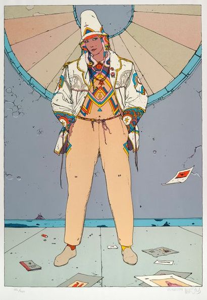 MOEBIUS Sérigraphie
Tirage couleurs Starwatcher 1 (femme debout). Numérotée (/300)...