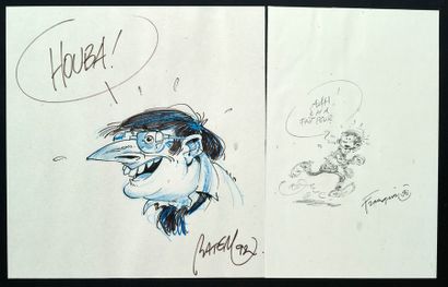 Franquin/Batem Dessins originaux Superbe ensemble composé d'un dessin de Batem représentant...