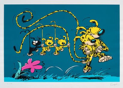 FRANQUIN Sérigraphie
Grande sérigraphie (55 x 75 cm) reprenant la famille Marsupilami...