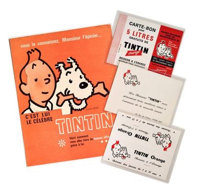 null Tintin orange - Publicités
Rare ensemble composé d'un dépliant publicitaire,...