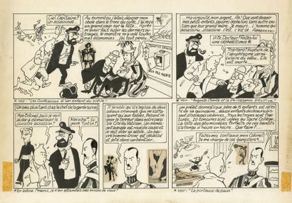 ALIDOR (1911-1995) Parodie de Tintin
Encre de Chine et collage pour les 5 planches...