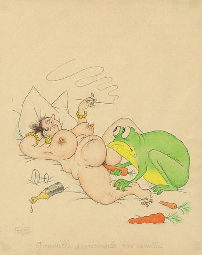 Albert DUBOUT (1905-1976) Roger la grenouille Ensemble de 12 dessins à l'encre de...