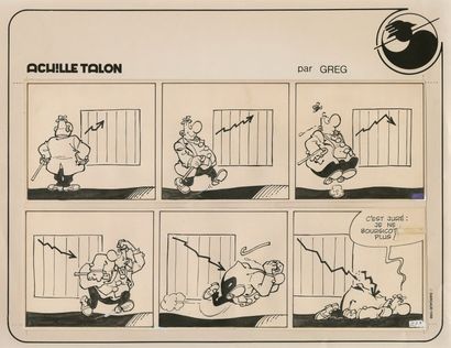 GREG (1931-1999) Achille Talon - La Bourse
Encre de Chine pour le gag 278.
1988.
22...