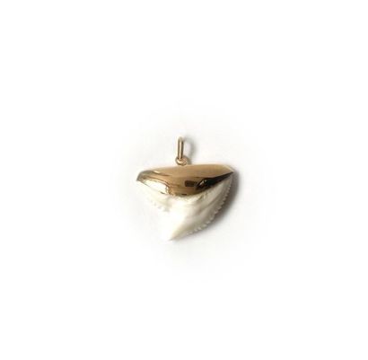 null Lot comprenant: un pendentif “dent de requin” monté en or jaune 750 millièmes....