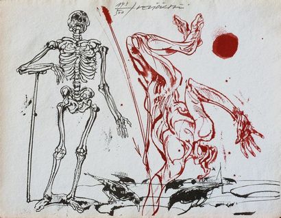 VELICKOVIC Vladimir La mort, la guerre / Lithographie sur papier / Numéroté 143 sur...