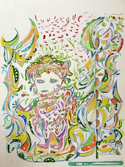 GRÜNENWALDT Martha Sans titre / Crayon de couleurs et gouache sur papier / SBD /...