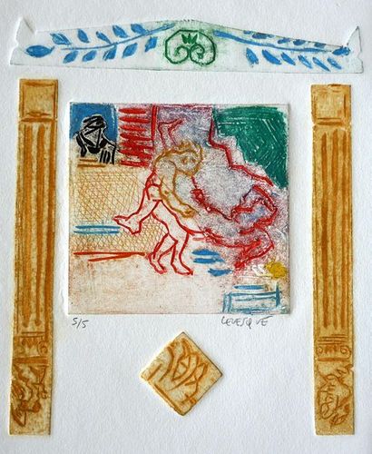 LESVEQUE Erik St Valentin / Gravure en couleurs au carborundum sur papier avec gaufrage...