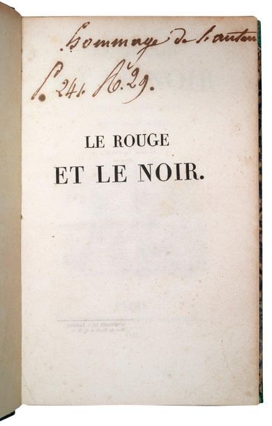 STENDHAL (Henri Beyle dit) 
Le Rouge et le Noir
A. Levasseur, Paris 1831, two volumes...