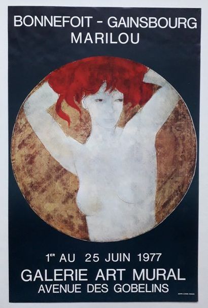 null Bonnefoit-Gainsbourg-Marilou, Galerie art mural, Paris, 1977 ; Imprimerie arts-litho-Paris,...