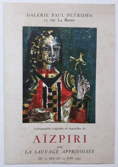 null Lithographies originales et aquarelles de Aïzpiri pour « Le sauvage apprivoisée »,...