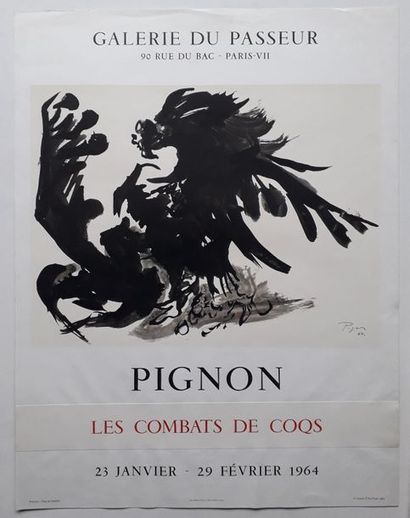 null Pignon : Les combats de coqs, Galerie du Passeur Paris 1964 ; Imprimerie moderne...