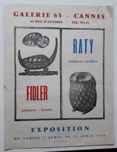 null Fidler peintures et dessins/ Raty scuptures enamelles, Galerie "65" Canne, 1958;...